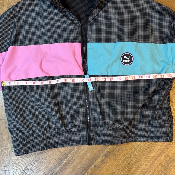 Puma Checkered Color-block Track Jacket with Pink and Blue Accents Y2K - Picture 7 of 8